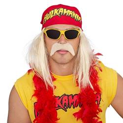 Hulk Hogan Hulkamania Complete Kostüm Set (XX-Large, Gelb Sunglasses/Rot Bandana) von Costume Agent