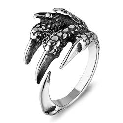 Cosysparks Drachenklaue Ring, Edelstahl Dragon Claws Ring Einstellbar Offen Drachen Ring Herren Silber Cool Drachenring Vintage Dragon Ring für Männer (A) von Cosysparks