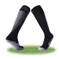 Cosysparks Fußballsocken Kinder, Anti-Rutsch Kinder Fussball Socken FußBall Kinder Fußball Socken Atmungsaktive Lange Socken Sport Training Rugby Hockey Socken Für Jungen Grills Alter 7-10 (Schwarz) von Cosysparks