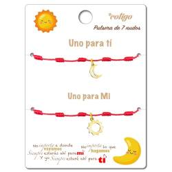 Cotigo Rotes 7 Knoten Armband für Paare - Armbänder für Paare Perfekte Valentinstagsgeschenke - Rotes Fadenarmband, Glücksbringer und Schutz (Sonne und Mond - Gold) von Cotigo