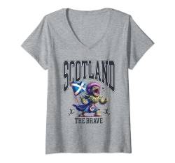 Damen Schottland The Brave Distel Monster Euro Football T-Shirt mit V-Ausschnitt von Coto7