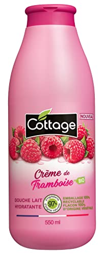 Cottage Duschgel Feuchtigkeitsmilch – Bio-Himbeercreme – 97% Inhaltsstoffe natürlichen Ursprungs – Flasche 100% pflanzlichen Ursprungs – 550 ml von Cottage