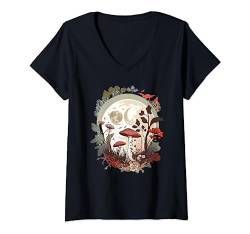 Damen Aesthetic Goblincore und dunkler Cottagecore Pilz T-Shirt mit V-Ausschnitt von Cottagecore Goblincore and Fairycore Stuff