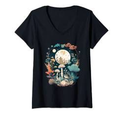 Damen Aesthetic Goblincore und dunkler Cottagecore Pilz T-Shirt mit V-Ausschnitt von Cottagecore Goblincore and Fairycore Stuff