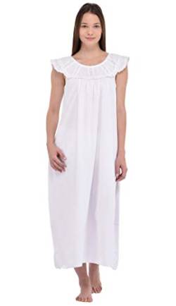 Cotton Lane Ärmelloses klassisches Nachthemd aus weißer Baumwolle | Baumwollstraße von Cotton Lane