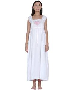 Cotton Lane Damen Nachthemd aus Baumwolle, ärmellos, Weiß, weiß, 46 von Cotton Lane