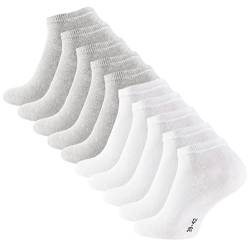 10 Paar COTTON-Essentials Sneaker Socken, Baumwolle, grau/weiss, Gr. 35-38 von Cotton Prime