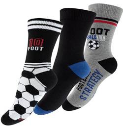 6 Paar Jungen Socken "Fußball", Baumwoll Kindersocken mit Motiv , Mehrfarbig - 31-34 von Cotton Prime