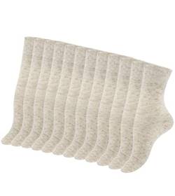 Cotton Prime 12 Paar Damen Socken Natur, Leinen Socken mit Baumwolle in beige meliert, Gr. 35-38 von Cotton Prime