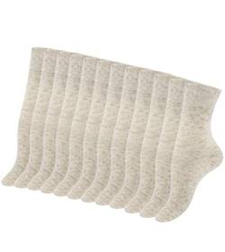 Cotton Prime 12 Paar Damen Socken Natur, Leinen Socken mit Baumwolle in beige meliert, Gr. 39-42 von Cotton Prime