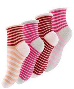 Cotton Prime 12 Paar Mädchen Socken mit Ringel und Rollrand, Bunte Kindersocken von Cotton Prime
