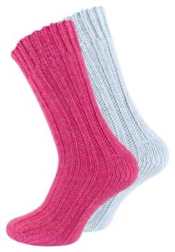 Cotton Prime 2 Paar Alpaka Socken, Wollsocken mit warmer Alpakawolle für Damen und Herren, pink/hellblau, Gr. 35-38 von Cotton Prime