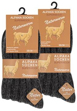 Cotton Prime 4 Paar Alpaka Socken, Wollsocken mit warmer Alpakawolle für Damen und Herren, grau, Gr. 35-38 von Cotton Prime