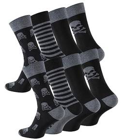 Cotton Prime 8 Paar Herren Socken Totenkopf, Skull Socks, Gemusterte Baumwollsocken, Gr. 43-46 von Cotton Prime