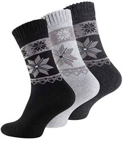 Cotton Prime 9 Paar Herren Frottee-Socken mit Eiskristall-Muster, Warme, Weiche Wintersocken von Cotton Prime