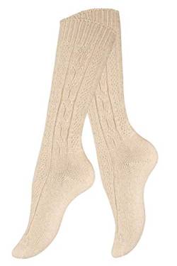 Cotton Prime Damen Trachtensocken - Trachtenstrümpfe aus Leinen mit Zopfmuster im Landhaus Stil von Cotton Prime