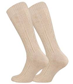 Cotton Prime Original Trachtensocken - Trachtenstrümpfe Unisex, Zopfmuster in Naturfarben aus Leinen-Baumwollgemisch von Cotton Prime