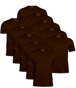 Herren T-Shirt Basic O-Neck Tee, (10 Stück) Rundhalsausschnitt, Einfarbig in Braun, Gr. M von Cotton Prime