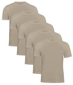 Herren T-Shirt Basic O-Neck Tee, (5 Stück) Rundhalsausschnitt, Einfarbig in Beige, Gr. XL von Cotton Prime