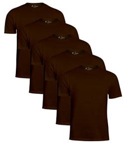 Herren T-Shirt Basic O-Neck Tee, (5 Stück) Rundhalsausschnitt, Einfarbig in Braun, Gr. M von Cotton Prime