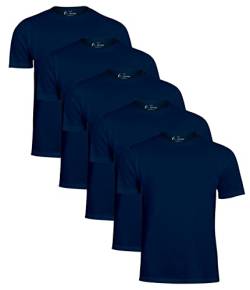 Herren T-Shirt Basic O-Neck Tee, (5 Stück) Rundhalsausschnitt, Einfarbig in Dunkelblau, Gr. M von Cotton Prime