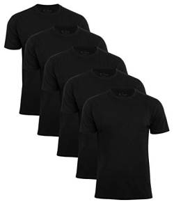 Herren T-Shirt Basic O-Neck Tee, (5 Stück) Rundhalsausschnitt, Einfarbig in Schwarz, Gr. L von Cotton Prime