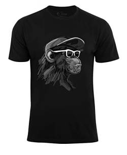 Herren T-Shirt Cool Monkey mit Brille, Shirt mit Affendruck, schwarz, Gr. M von Cotton Prime