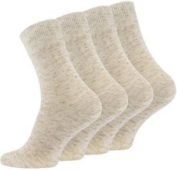 VCA 8 Paar Herren Socken Natur, Leinen Socken mit Baumwolle in beige meliert von Cotton Prime