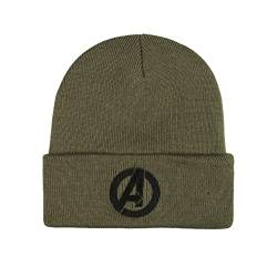 Cotton Soul Beanie-Mütze mit Avengers-Logo, Olivgrün, Einheitsgröße, olivgrün, Einheitsgröße von Cotton Soul