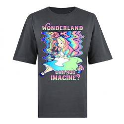 Cotton Soul Disney Alice In Wonderland Trip Damen Oversized T-Shirt, Dunkelgrau, MED von Cotton Soul