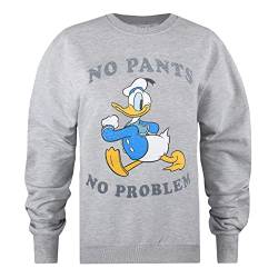 Cotton Soul Disney Donald Duck No Pants Damen-Sweatshirt mit Rundhalsausschnitt, Grau meliert, Grey Heather, 42 von Cotton Soul