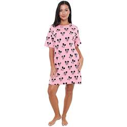 Cotton Soul Disney Mickey Head Aop Damen Schlaf-T-Shirt, flamingo pink, 38 von Cotton Soul