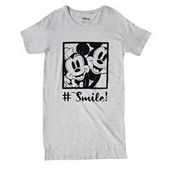 Cotton Soul Disney Mickey and Minnie Mouse Hashtag Smile Damen Schlaf-T-Shirt, Grau meliert, grey heather, Small von Cotton Soul