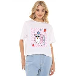 Cotton Soul Furby Kawaii Style Womens Boxy Cropped T Shirt, White, Small von Cotton Soul