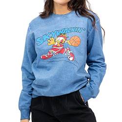 Cotton Soul Garfield Skywalkin' Damen Washed Crew Sweatshirt, blau vintage, 38 von Cotton Soul