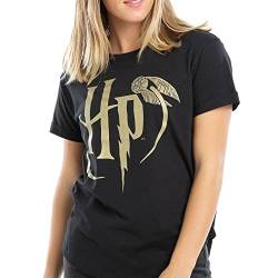 Cotton Soul Harry Potter Hp Metallic Damen-T-Shirt, Schwarz, Schwarz , Large von Cotton Soul