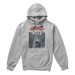 Cotton Soul Jaws Poster Scratch Herren Kapuzenpullover, Grau meliert, grey heather, L von Cotton Soul