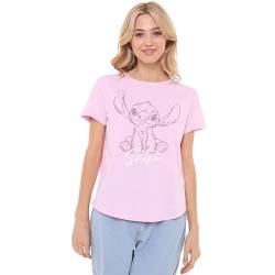 Cotton Soul Lilo & Stitch Tonal Sketch Womens Fashion T Shirt, Light Pink, Medium von Cotton Soul