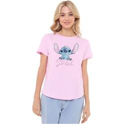 Cotton Soul Lilo & Stitch Watercolour Womens Fashion T Shirt, Light Pink, Large von Cotton Soul