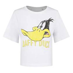 Cotton Soul Looney Tunes Daffy Duck Damen-T-Shirt, bauchfrei, Weiß, White, Large von Cotton Soul