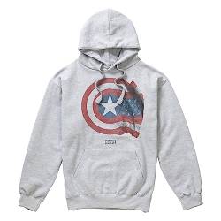Cotton Soul Marvel Captain America Shield Flag Herren Hoodie, Grau Heather, SML von Cotton Soul