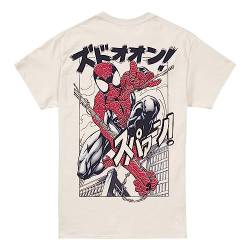 Cotton Soul Marvel Spiderman Spidey Manga Herren T-Shirt, Natur, SML von Cotton Soul