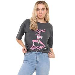 Cotton Soul Power Rangers Pink Ranger Damen Oversize T-Shirt Dark Charcoal, Dunkles Charcoal, Small von Cotton Soul