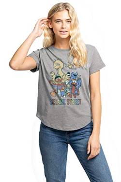 Cotton Soul Sesamstraße Colourful Group Klassisches Damen-T-Shirt, Grau meliert, grey heather, XXL von Cotton Soul