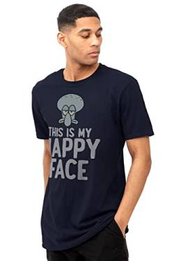 Cotton Soul Spongebob Schwammkopf Happy Face Herren-T-Shirt, Marineblau, navy, S von Cotton Soul