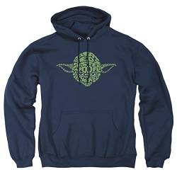 Cotton Soul Star Wars Yoda Text Head Hoodie, Marineblau, navy, XXL von Cotton Soul