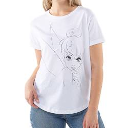 Cotton Soul Tinkerbell Disney Tinkerbell Face Damen T-Shirt, weiß, Small von Cotton Soul