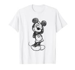 Disney Mickey Mouse Shy Sketch in Black T-Shirt von Cotton Soul