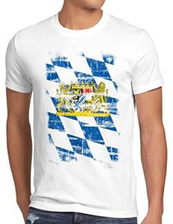 Bayern Vintage Flagge Herren T-Shirt München Oktoberfest Fussball FC, Größe:L, Farbe:Weiß von CottonCloud