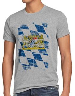 Bayern Vintage Flagge Herren T-Shirt München Oktoberfest Fussball FC, Größe:M, Farbe:Grau meliert von CottonCloud